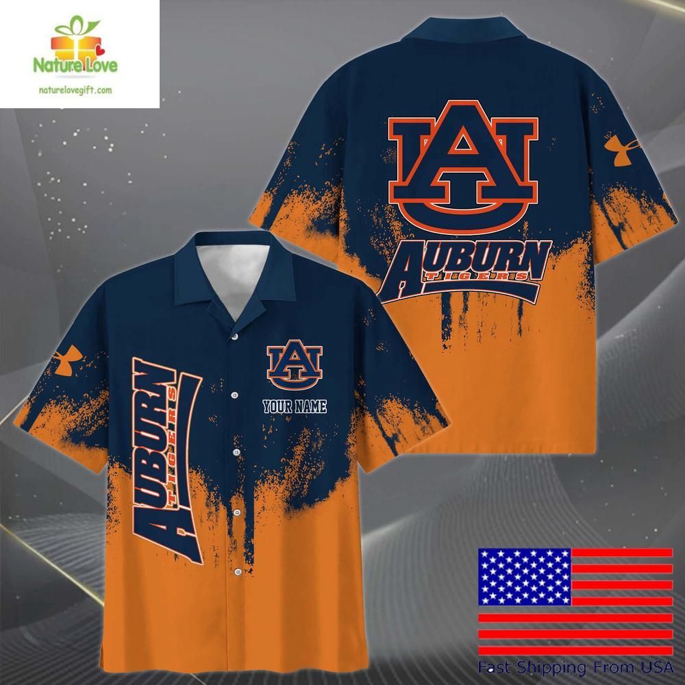 Auburn Tigers Hawaiian Paint Splatter Design for Fans - Adult & Kids T-Shirts, Sweatshirts & Hoodies apparel design preview 1