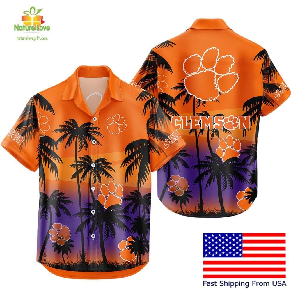 Clemson Tigers Hawaiian NCAA Tropical Coconut Forest - Adult & Kids T-Shirts, Sweatshirts & Hoodies apparel design preview 1