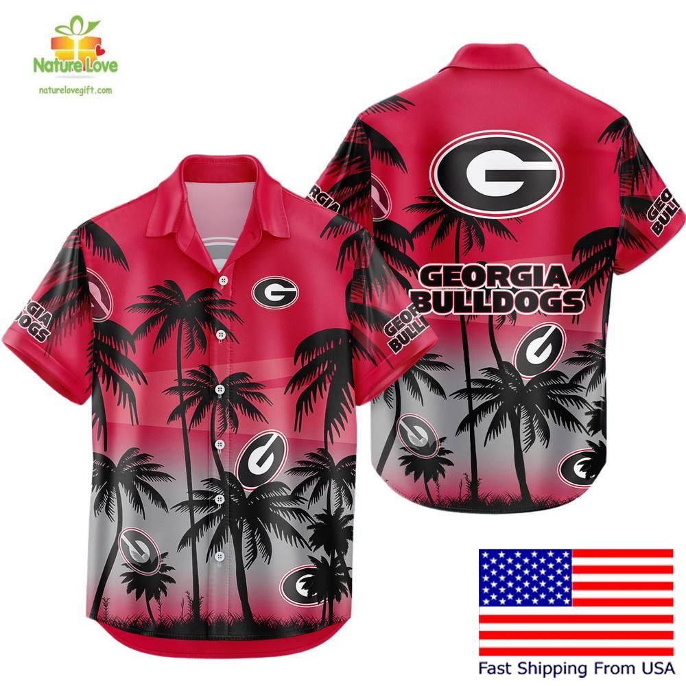 Georgia Bulldogs Hawaiian Tropical Coconut Forest Fan - Adult & Kids T-Shirts, Sweatshirts & Hoodies apparel design preview 1