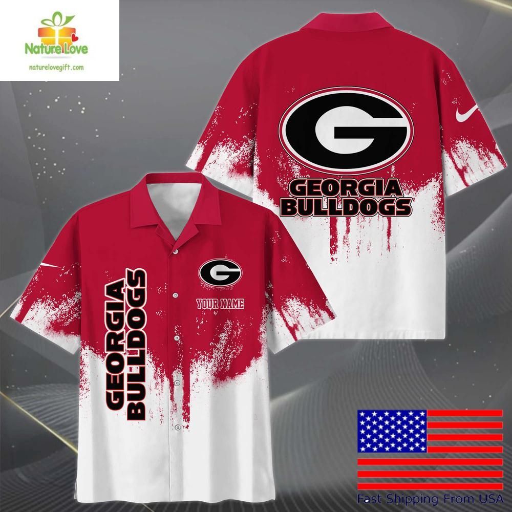 Georgia Bulldogs Hawaiian with Paint Splatter Logo - Adult & Kids T-Shirts, Sweatshirts & Hoodies apparel design preview 1