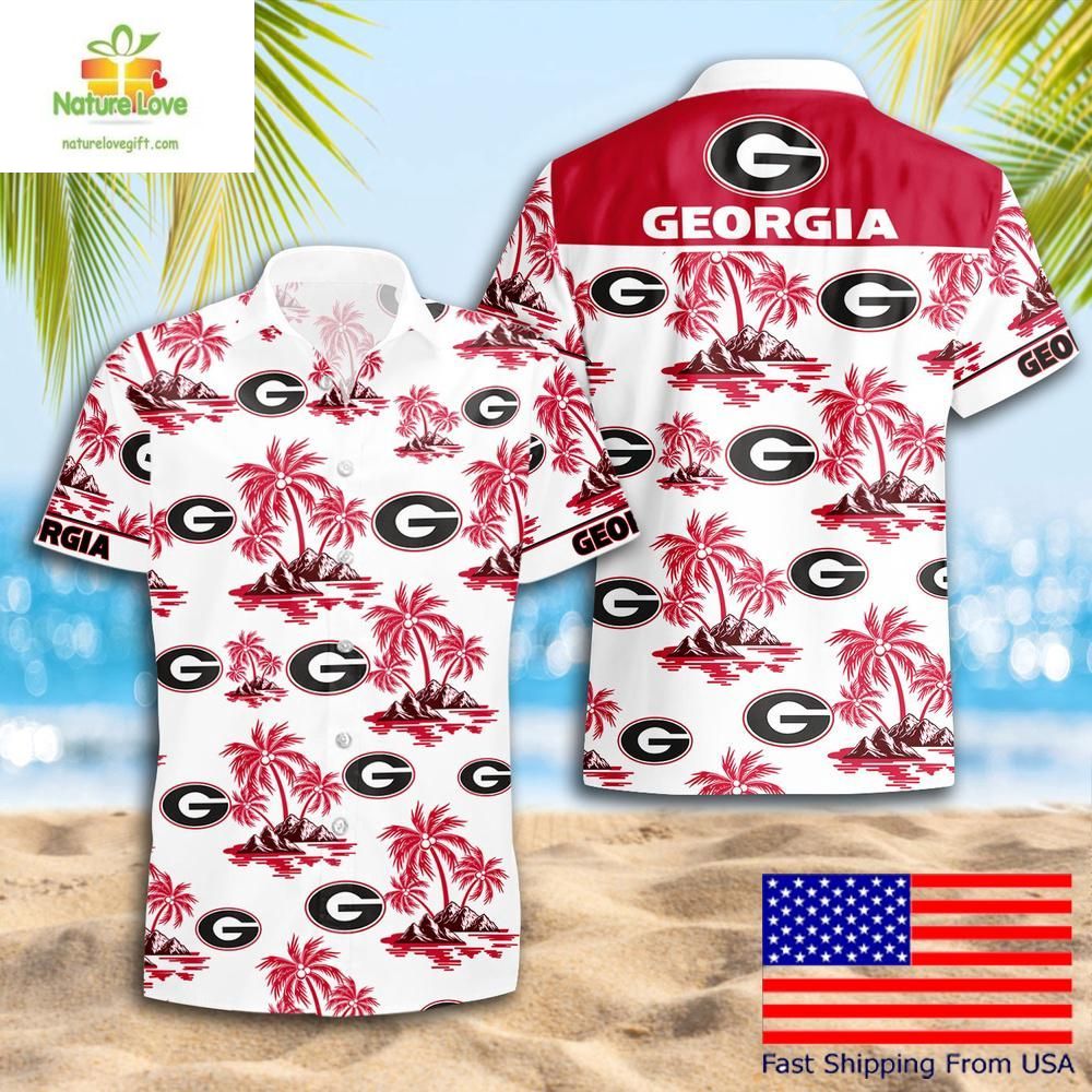 Georgia Bulldogs Hawaiian Coconut Tree Logo Summer - Adult & Kids T-Shirts, Sweatshirts & Hoodies apparel design preview 1