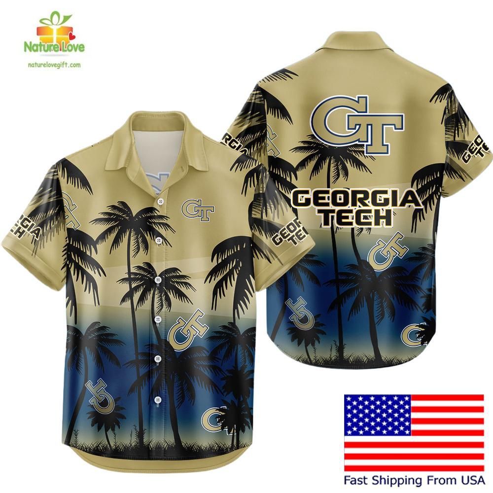 Georgia Tech Yellow Jackets Hawaiian Coconut Forest - Adult & Kids T-Shirts, Sweatshirts & Hoodies apparel design preview 1