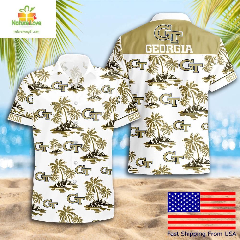 Georgia Tech Yellow Jackets Hawaiian Coconut Tree - Adult & Kids T-Shirts, Sweatshirts & Hoodies apparel design preview 1