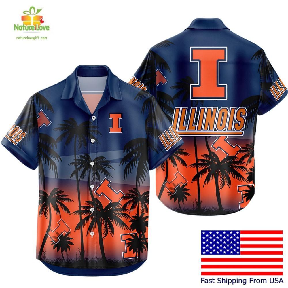 Illinois Fighting Illini Hawaiian Coconut Forest - Adult & Kids T-Shirts, Sweatshirts & Hoodies apparel design preview 1