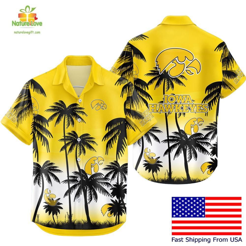 Iowa Hawkeyes Hawaiian Coconut Forest Tropical Fan - Adult & Kids T-Shirts, Sweatshirts & Hoodies apparel design preview 1