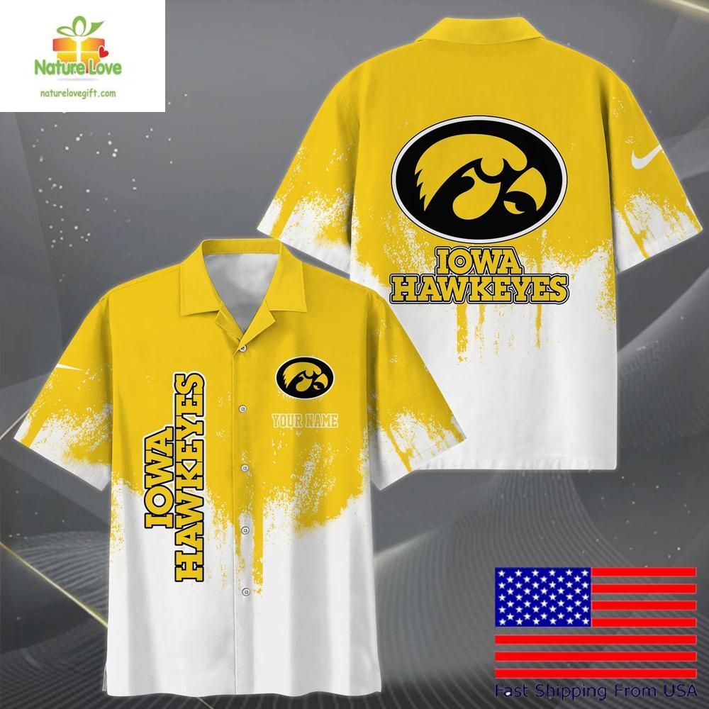 Iowa Hawkeyes Paint Splatter Hawaiian for Fans - Adult & Kids T-Shirts, Sweatshirts & Hoodies apparel design preview 1