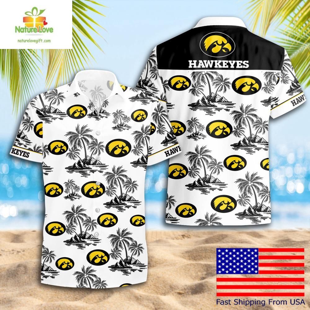 Iowa Hawkeyes Hawaiian Coconut Tree Logo Summer - Adult & Kids T-Shirts, Sweatshirts & Hoodies apparel design preview 1