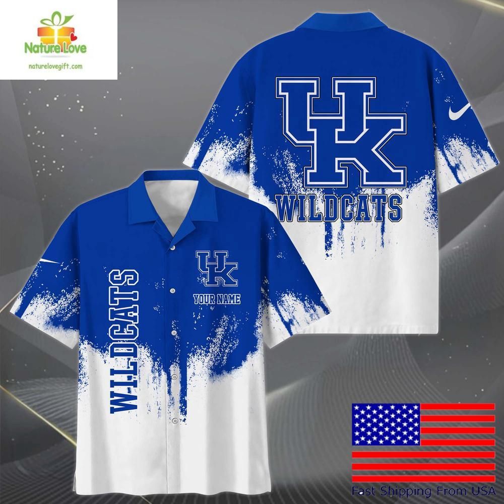 Kentucky Wildcats Hawaiian Custom Paint Splatter Logo - Adult & Kids T-Shirts, Sweatshirts & Hoodies apparel design preview 1