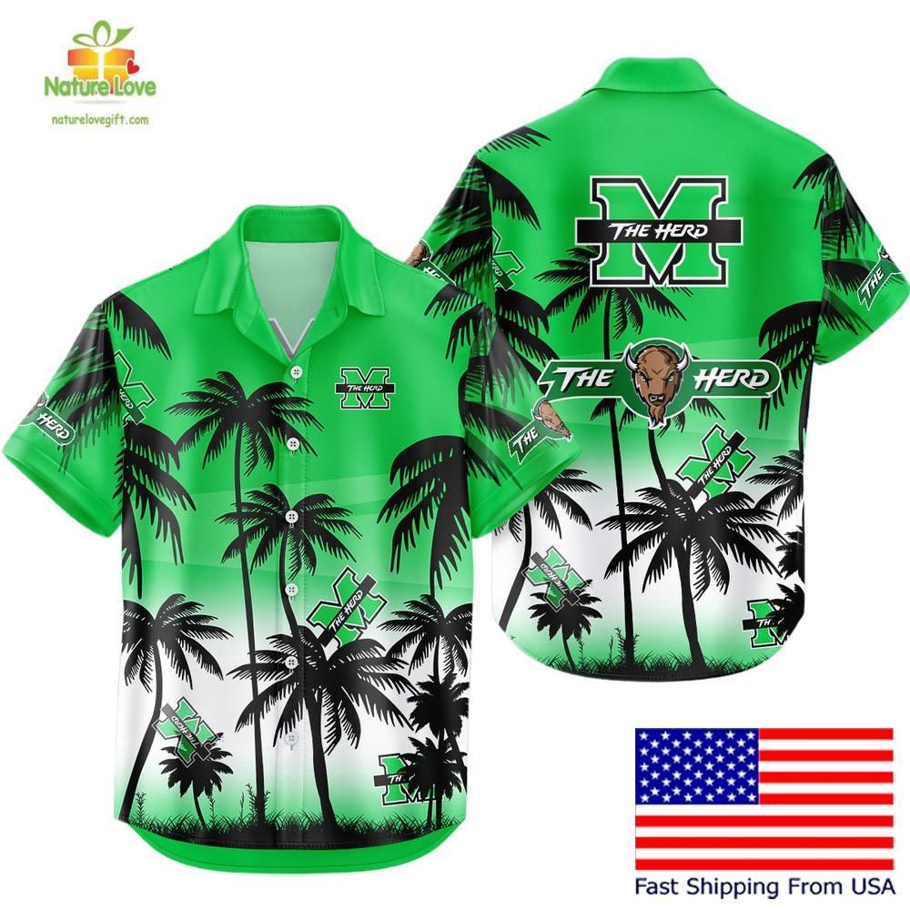 Marshall Thundering Herd Hawaiian Tropical Coconut - Adult & Kids T-Shirts, Sweatshirts & Hoodies apparel design preview 1