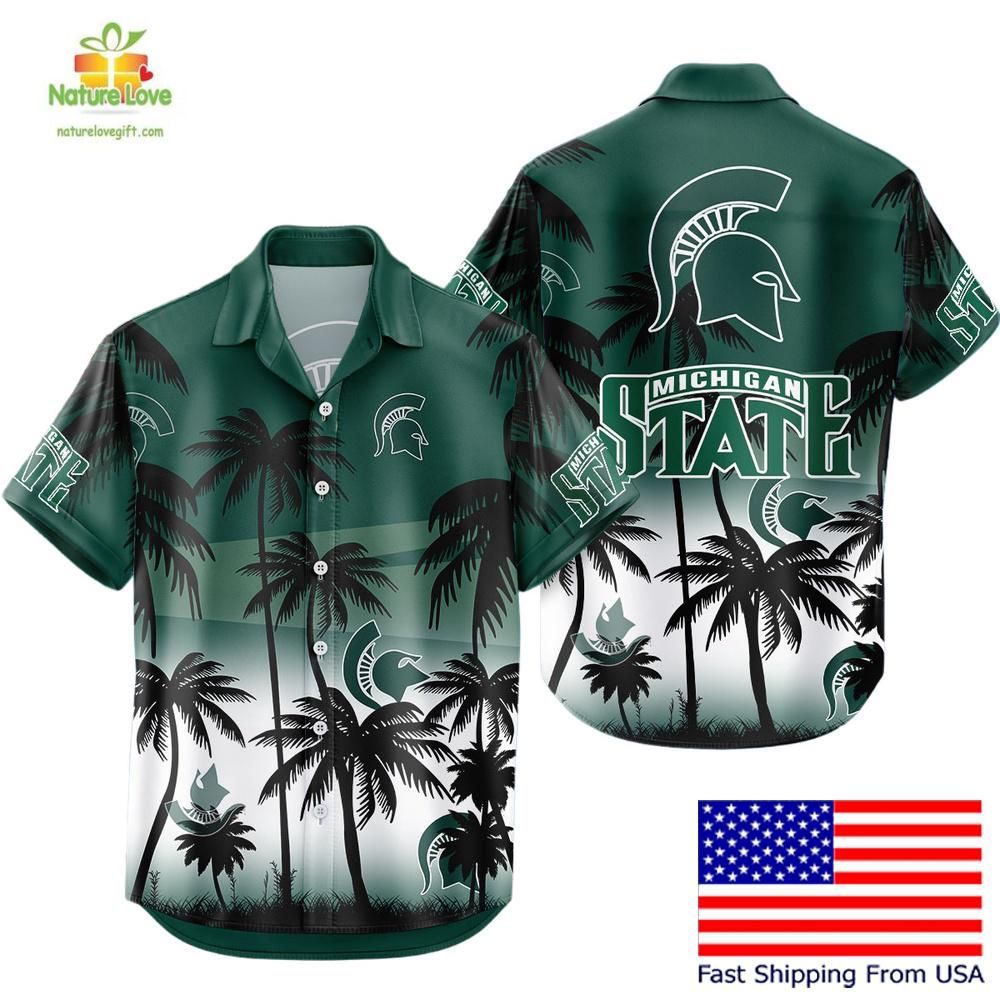 Michigan State Spartans Hawaiian Tropical Coconut - Adult & Kids T-Shirts, Sweatshirts & Hoodies apparel design preview 1