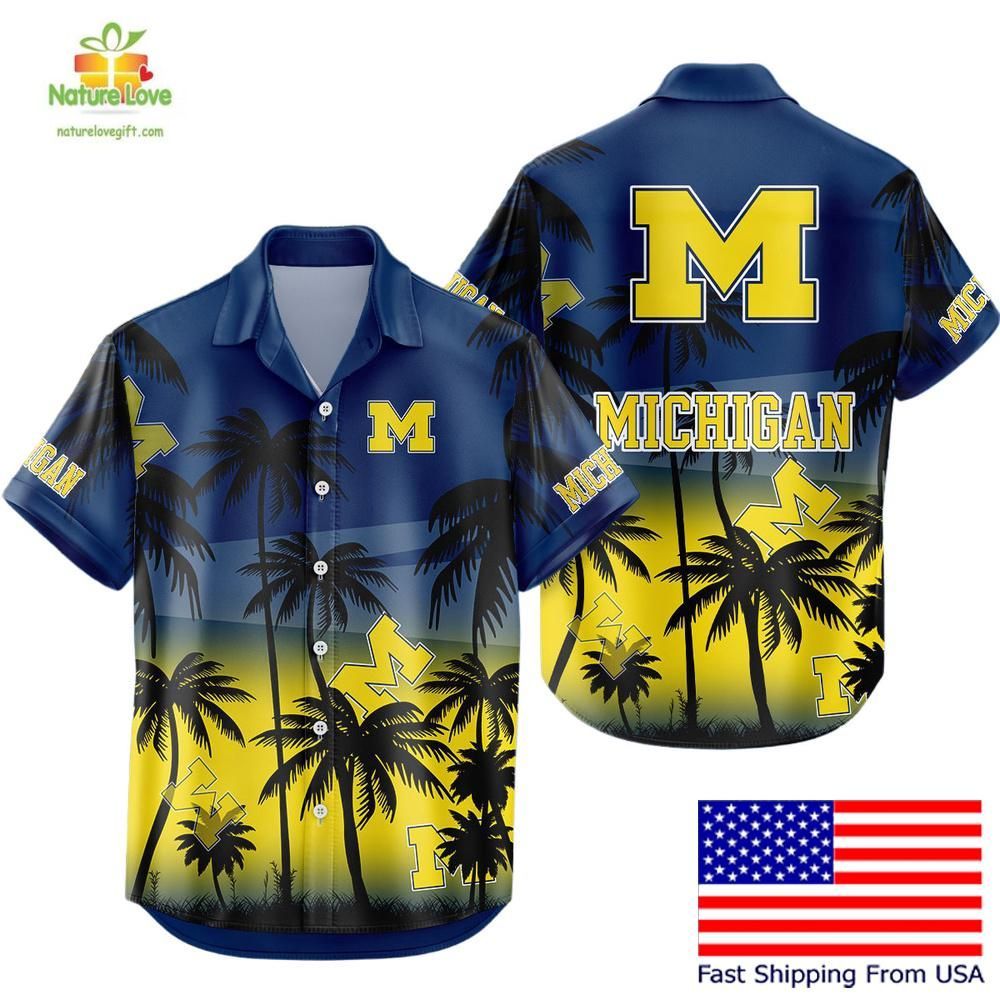 Michigan Wolverines Hawaiian Coconut Forest Tropical - Adult & Kids T-Shirts, Sweatshirts & Hoodies apparel design preview 1