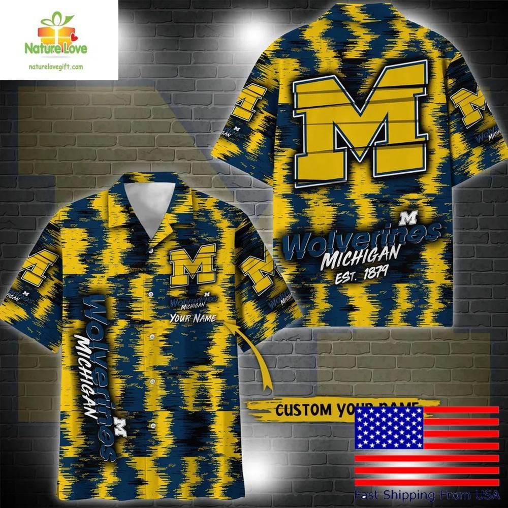 Michigan Wolverines Hawaiian Custom Ikat Design - Adult & Kids T-Shirts, Sweatshirts & Hoodies apparel design preview 1