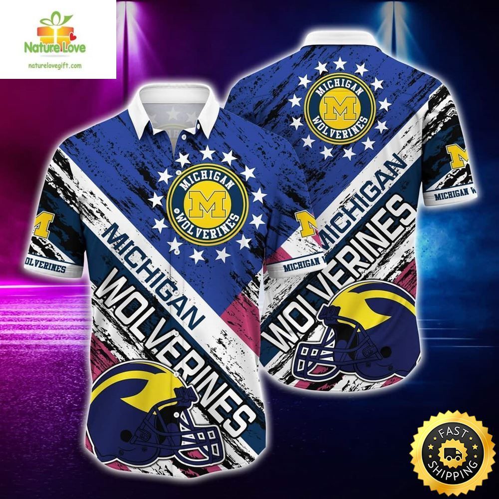 Michigan Wolverines Hawaiian NCAA Beach Gift - Adult & Kids T-Shirts, Sweatshirts & Hoodies apparel design preview 1