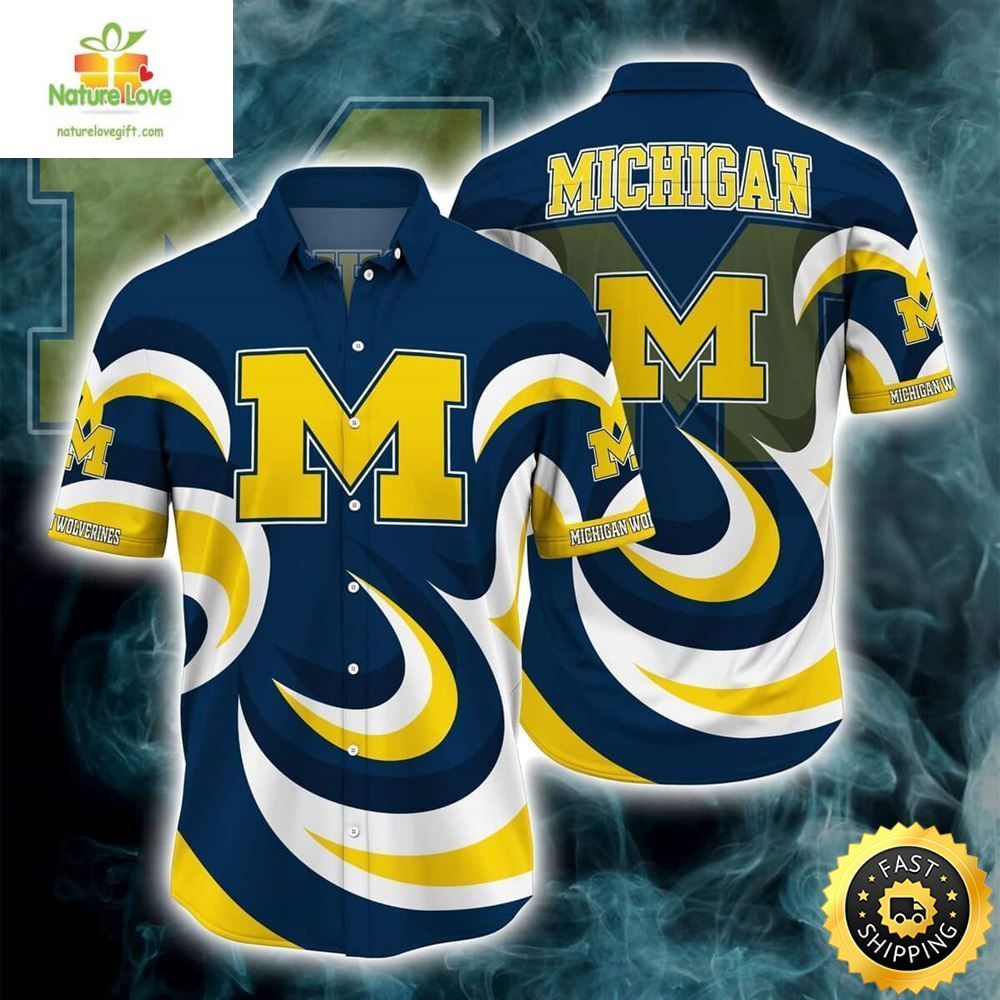 Michigan Wolverines Hawaiian NCAA Gift For Dad - Adult & Kids T-Shirts, Sweatshirts & Hoodies apparel design preview 1