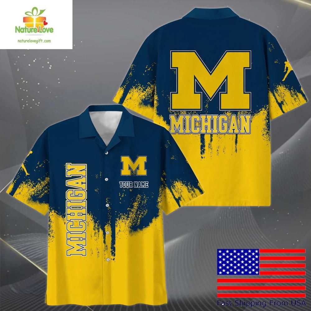 Michigan Wolverines Hawaiian Paint Splatter Design - Adult & Kids T-Shirts, Sweatshirts & Hoodies apparel design preview 1