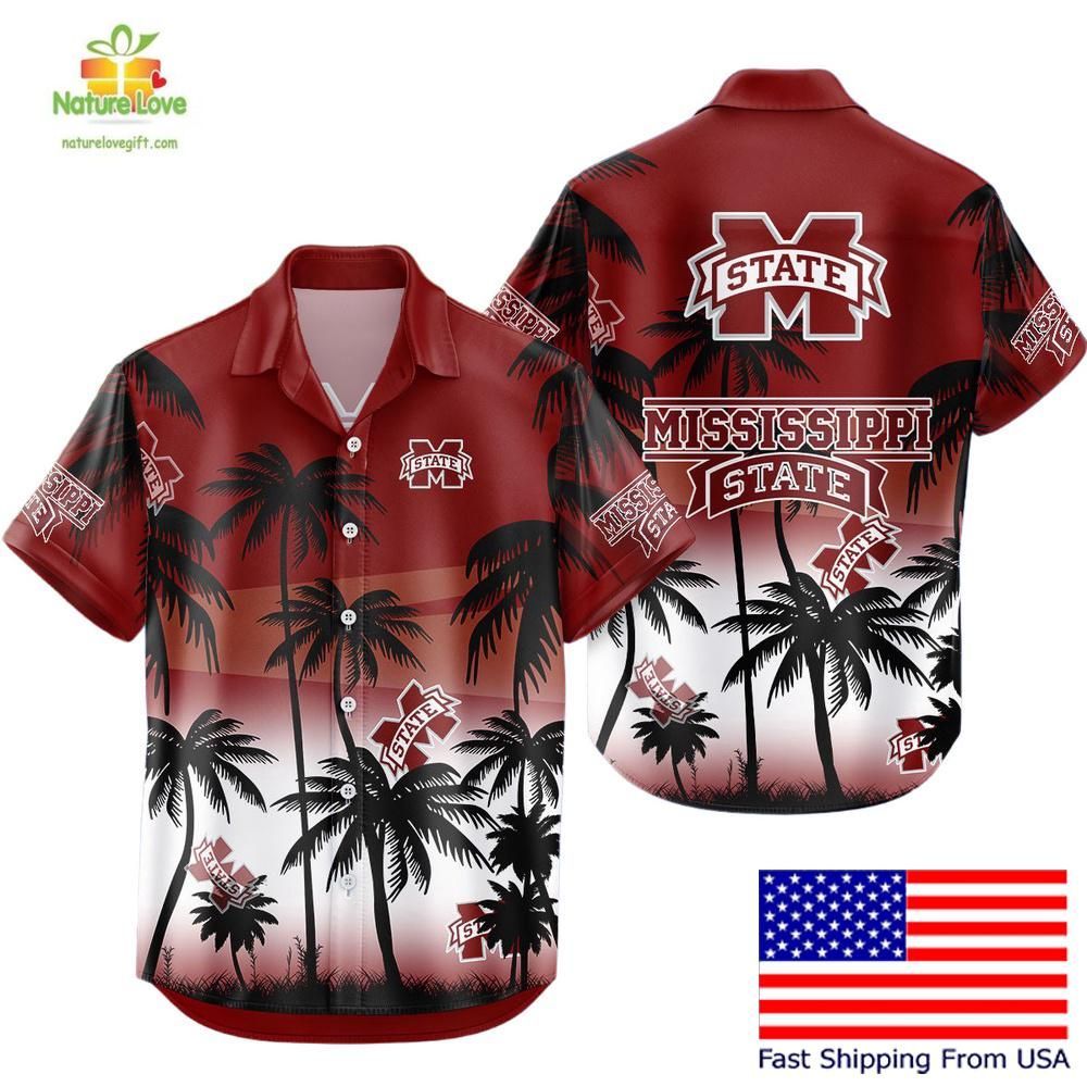 Mississippi State Bulldogs Hawaiian Tropical Coconut - Adult & Kids T-Shirts, Sweatshirts & Hoodies apparel design preview 1