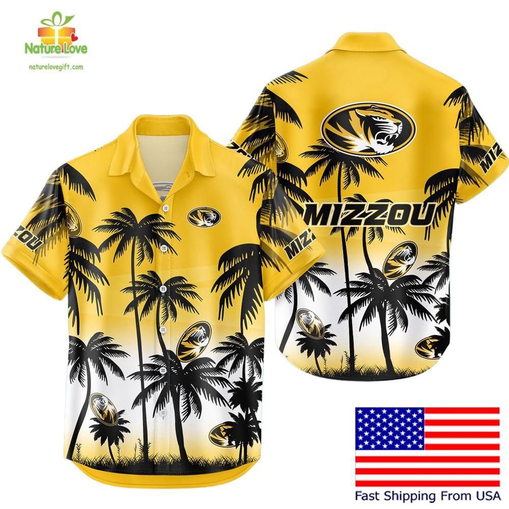 Missouri Tigers Hawaiian NCAA Tropical Coconut Forest - Adult & Kids T-Shirts, Sweatshirts & Hoodies apparel design preview 1
