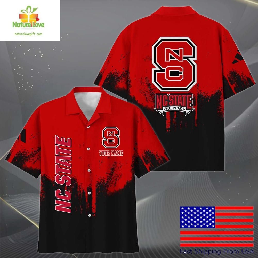 NC State Wolfpack Paint Splatter Hawaiian for Fans - Adult & Kids T-Shirts, Sweatshirts & Hoodies apparel design preview 1