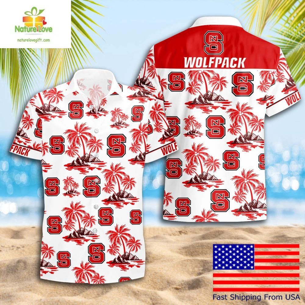 NC State Wolfpack Hawaiian Coconut Tree Logo Summer - Adult & Kids T-Shirts, Sweatshirts & Hoodies apparel design preview 1