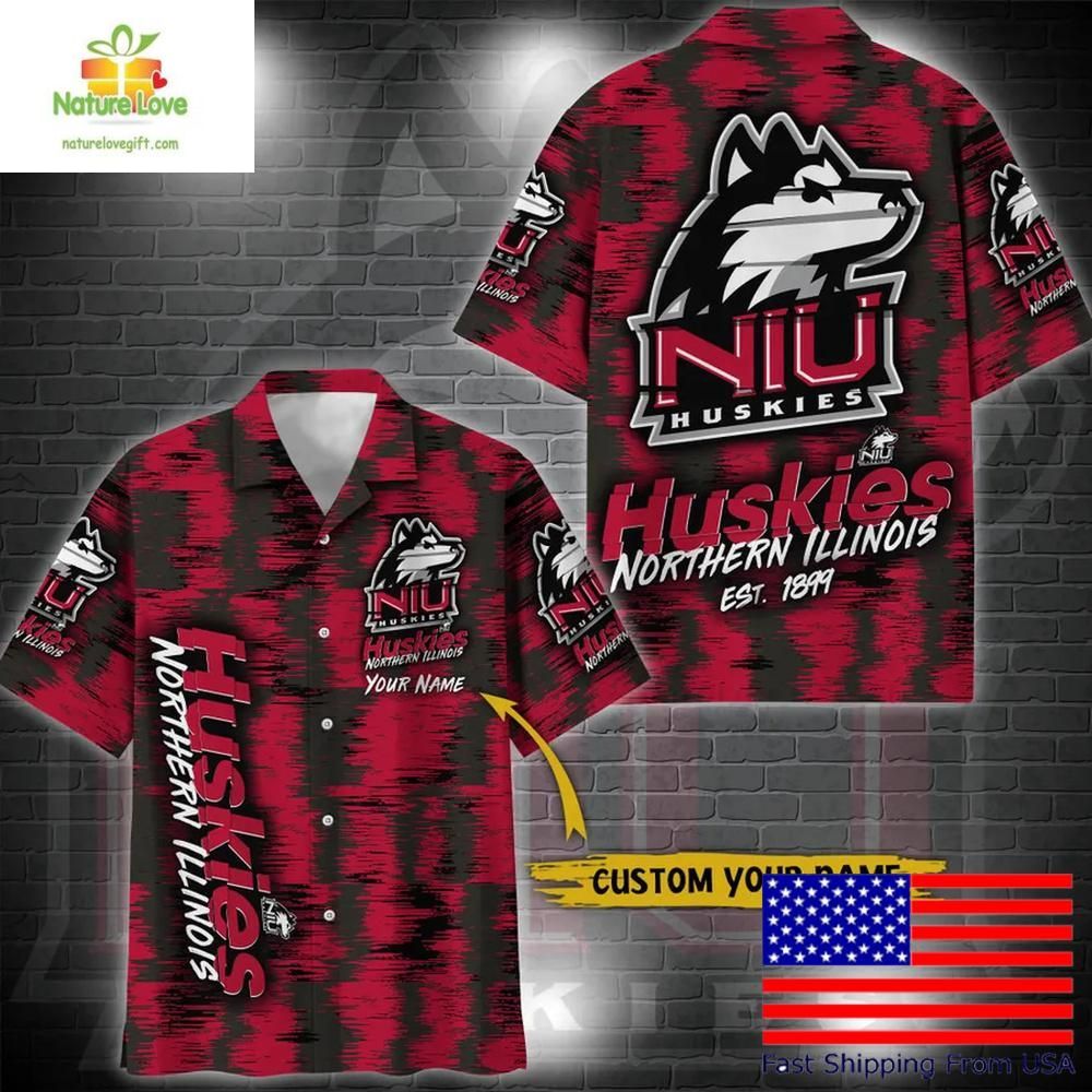 Northern Illinois Huskies Ikat Hawaiian for Fans - Adult & Kids T-Shirts, Sweatshirts & Hoodies apparel design preview 1