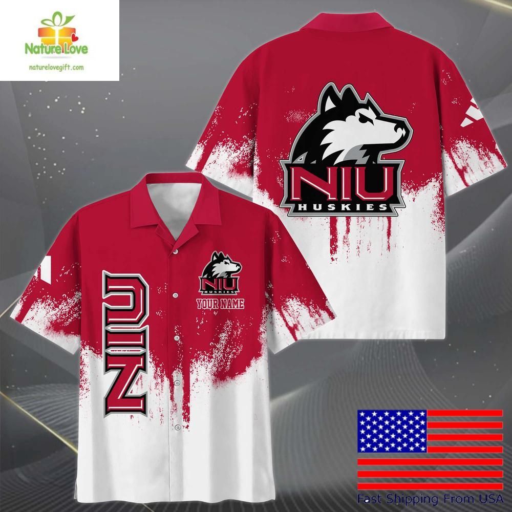 NCAA Huskies Hawaiian with Paint Splatter Logo for - Adult & Kids T-Shirts, Sweatshirts & Hoodies apparel design preview 1