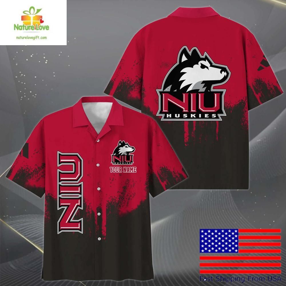 Northern Illinois Huskies Hawaiian Paint Splatter Fan - Adult & Kids T-Shirts, Sweatshirts & Hoodies apparel design preview 1