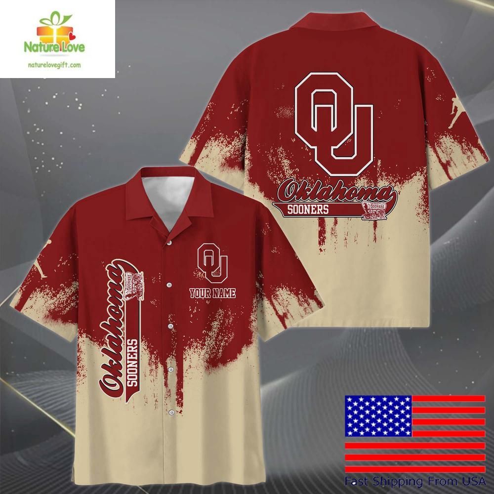 Oklahoma Sooners Hawaiian Paint Splatter Fan Gift - Adult & Kids T-Shirts, Sweatshirts & Hoodies apparel design preview 1