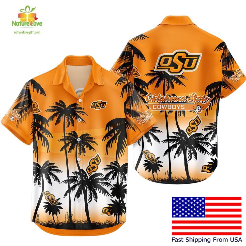 Oklahoma State Cowboys Hawaiian Tropical Coconut - Adult & Kids T-Shirts, Sweatshirts & Hoodies apparel design preview 1