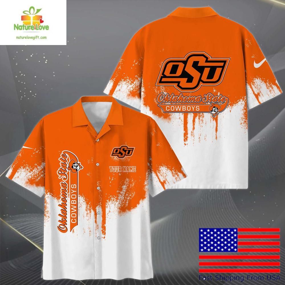 Oklahoma State Cowboys Hawaiian with Paint Splatter - Adult & Kids T-Shirts, Sweatshirts & Hoodies apparel design preview 1