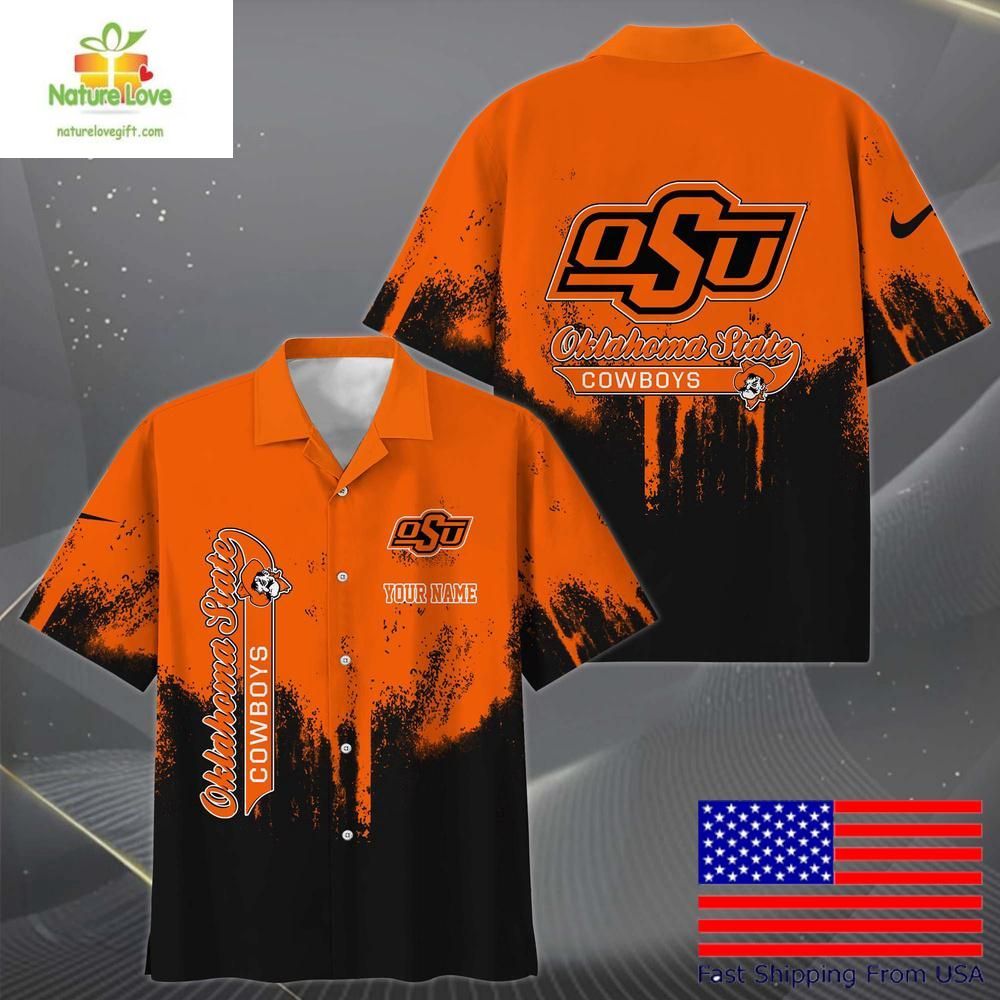 Oklahoma State Cowboys Hawaiian Paint Splatter Fan - Adult & Kids T-Shirts, Sweatshirts & Hoodies apparel design preview 1
