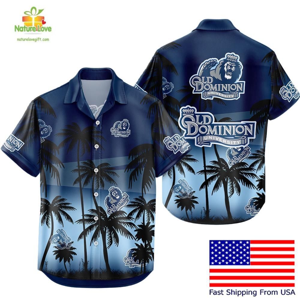 NCAA Old Dominion Monarchs Hawaiian Tropical Coconut - Adult & Kids T-Shirts, Sweatshirts & Hoodies apparel design preview 1