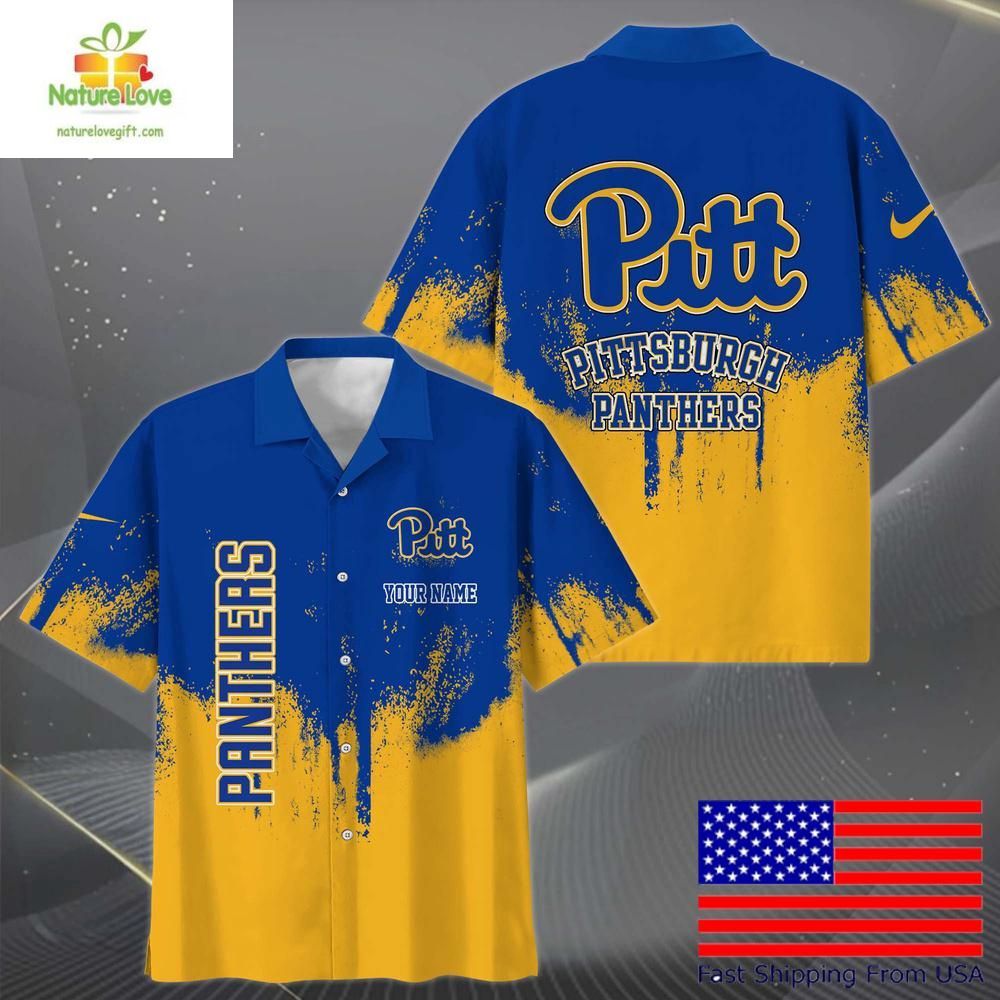 Pittsburgh Panthers Hawaiian Paint Splatter Fan - Adult & Kids T-Shirts, Sweatshirts & Hoodies apparel design preview 1