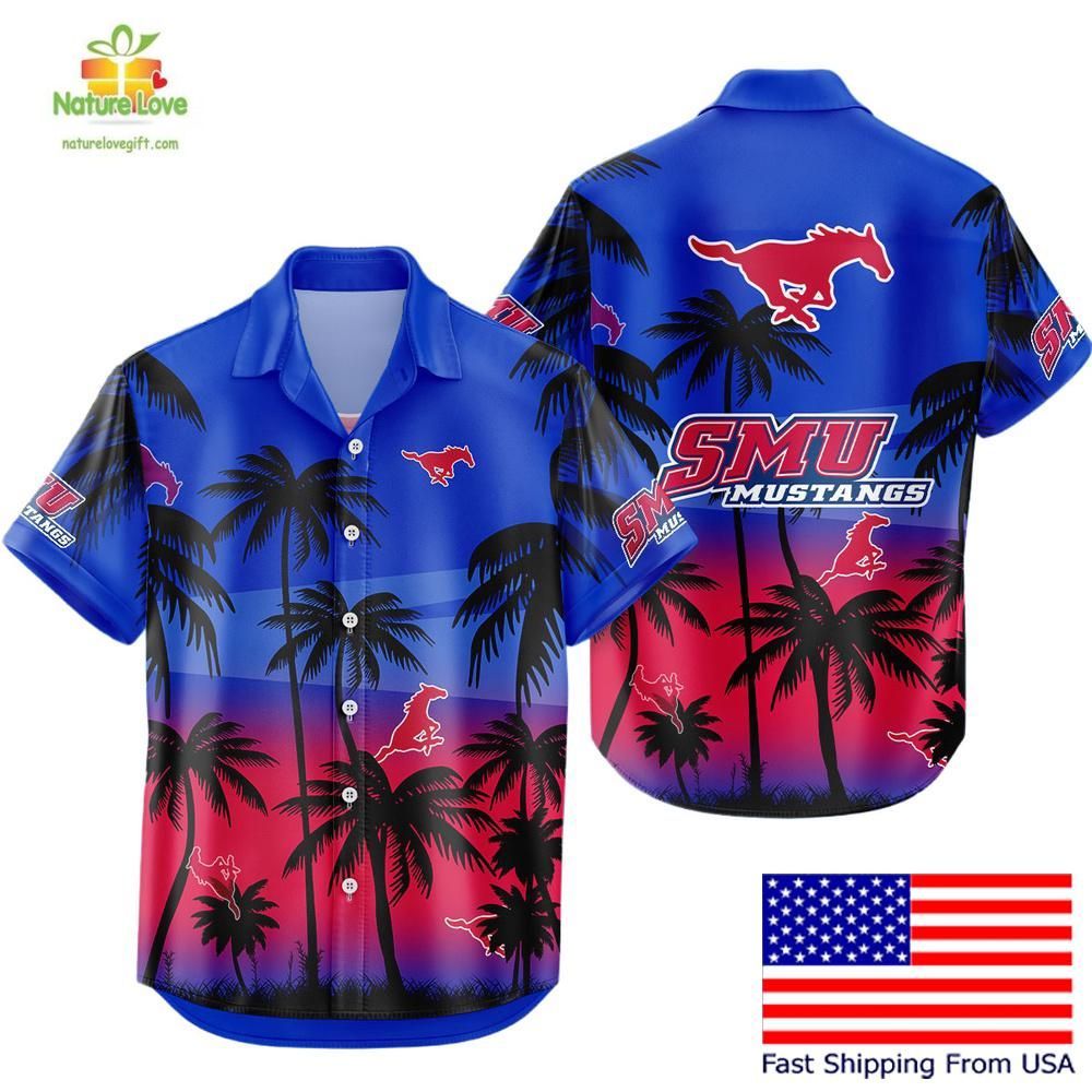 SMU Mustangs Hawaiian Coconut Forest Tropical Fan - Adult & Kids T-Shirts, Sweatshirts & Hoodies apparel design preview 1
