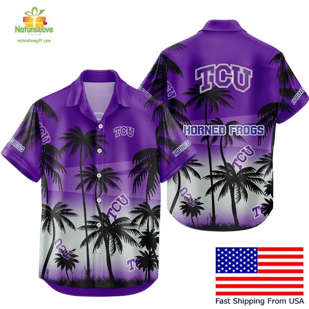 TCU Horned Frogs Hawaiian Tropical Coconut Forest Fan - Adult & Kids T-Shirts, Sweatshirts & Hoodies apparel design preview 1