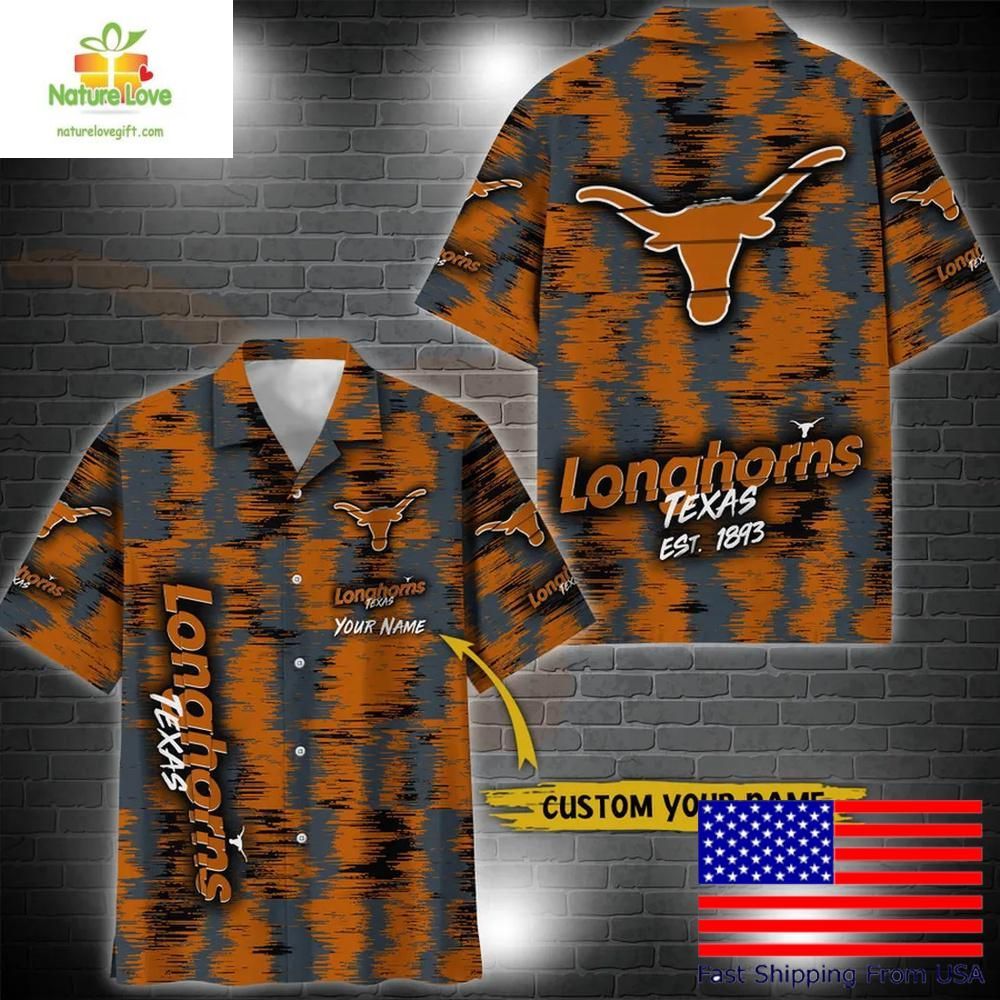 Texas Longhorns Ikat Hawaiian for Fans - Adult & Kids T-Shirts, Sweatshirts & Hoodies apparel design preview 1