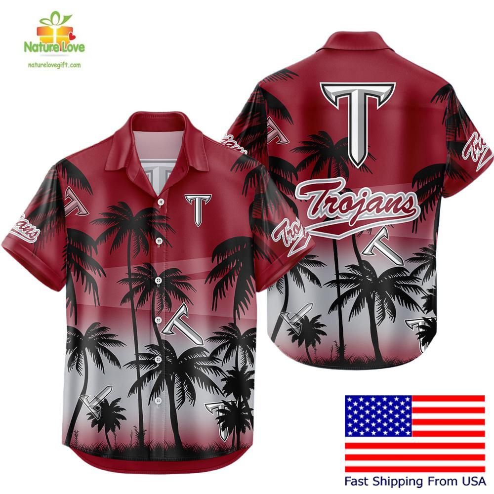NCAA Troy Trojans Hawaiian Tropical Coconut Forest - Adult & Kids T-Shirts, Sweatshirts & Hoodies apparel design preview 1