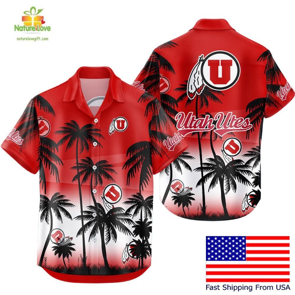 Utah Utes Hawaiian Coconut Forest Tropical Fan - Adult & Kids T-Shirts, Sweatshirts & Hoodies apparel design preview 1
