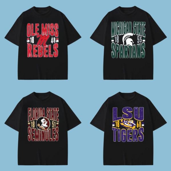 NCAA Vintage College Football 2025 All Teams Game Day - Adult & Kids T-Shirts, Sweatshirts & Hoodies apparel design preview 1