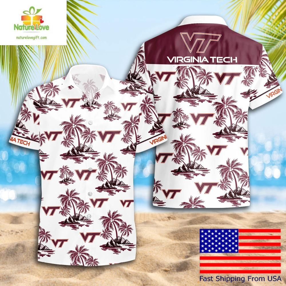 Virginia Tech Hokies Hawaiian Coconut Tree Logo - Adult & Kids T-Shirts, Sweatshirts & Hoodies apparel design preview 1