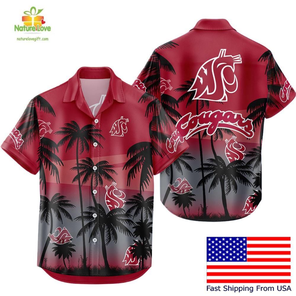 Washington State Cougars Hawaiian Tropical Coconut - Adult & Kids T-Shirts, Sweatshirts & Hoodies apparel design preview 1