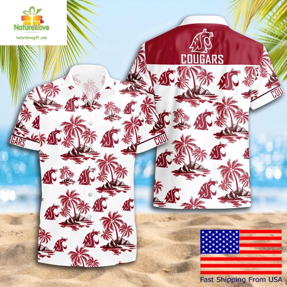 Washington State Cougars Hawaiian Coconut Tree Logo - Adult & Kids T-Shirts, Sweatshirts & Hoodies apparel design preview 1