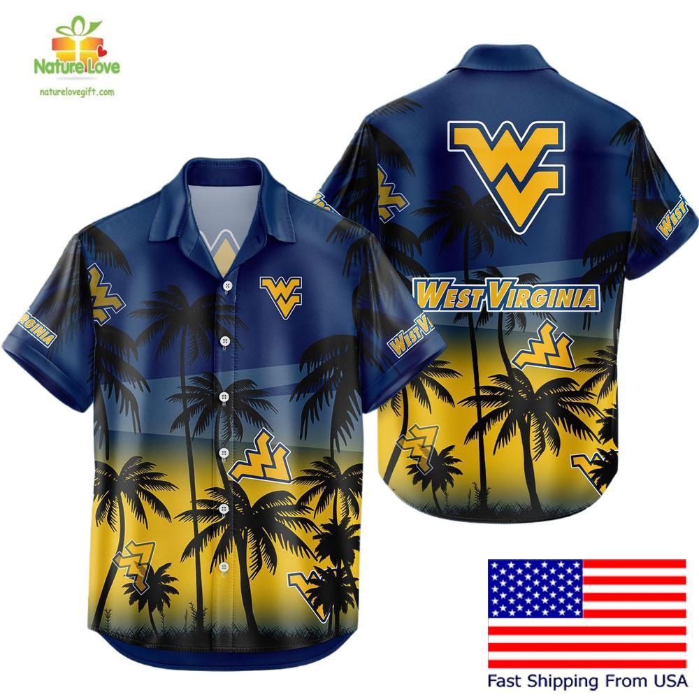 West Virginia Mountaineers Hawaiian Tropical Coconut - Adult & Kids T-Shirts, Sweatshirts & Hoodies apparel design preview 1