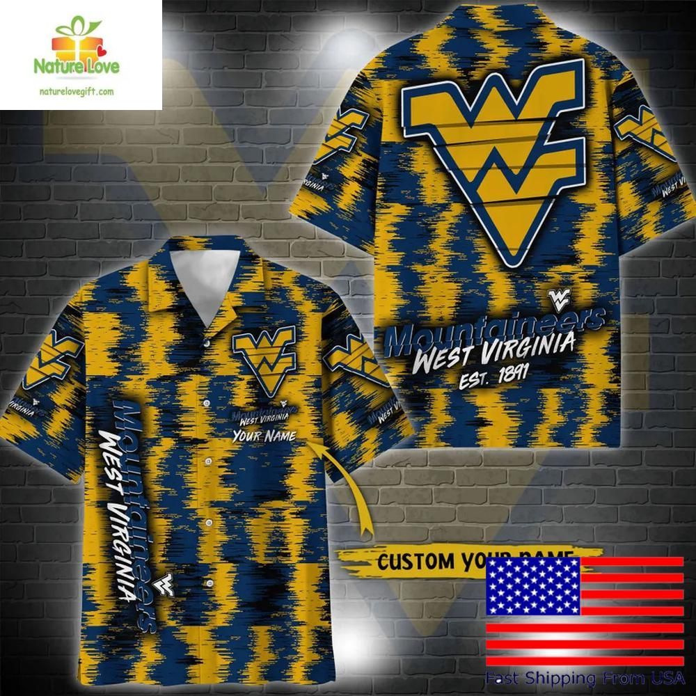 West Virginia Mountaineers Ikat Hawaiian for Fans - Adult & Kids T-Shirts, Sweatshirts & Hoodies apparel design preview 1
