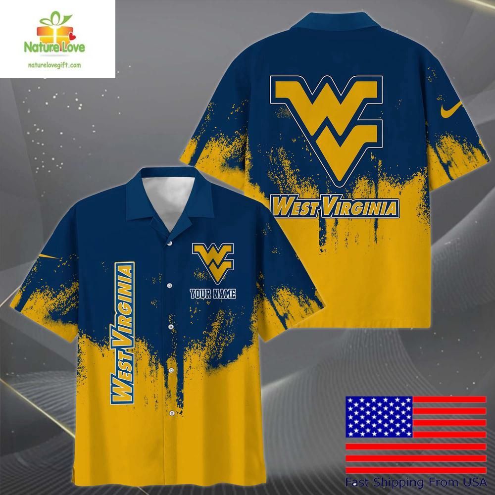 West Virginia Mountaineers Hawaiian Paint Splatter - Adult & Kids T-Shirts, Sweatshirts & Hoodies apparel design preview 1