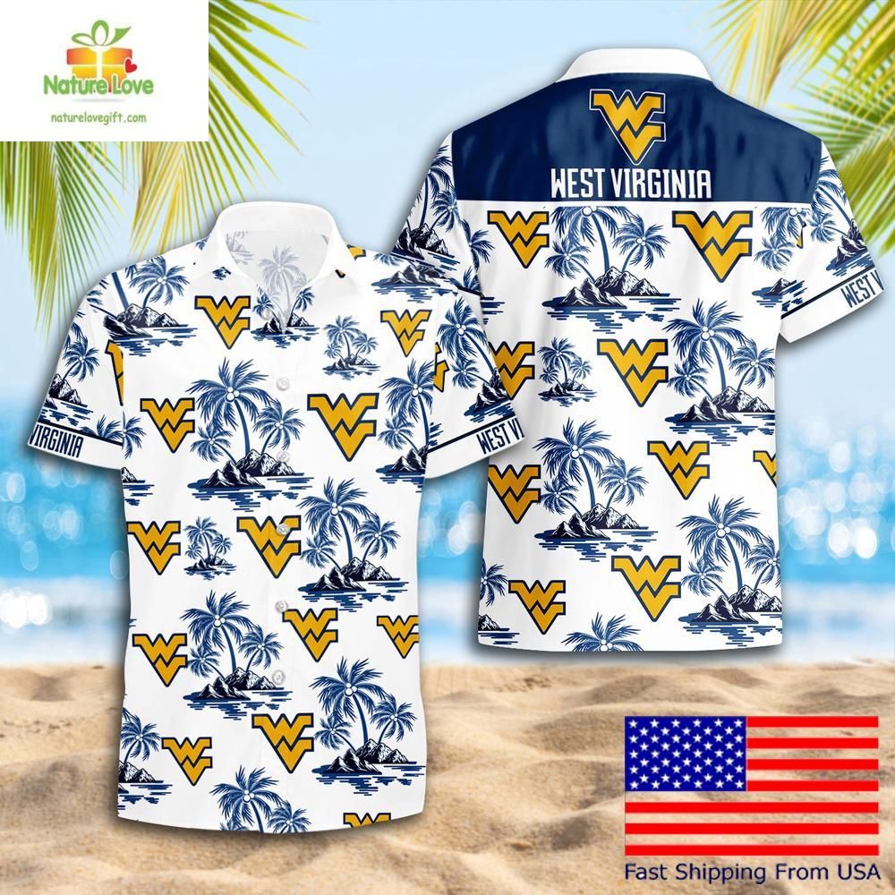 NCAA West Virginia Mountaineers Hawaiian Coconut Tree - Adult & Kids T-Shirts, Sweatshirts & Hoodies apparel design preview 1