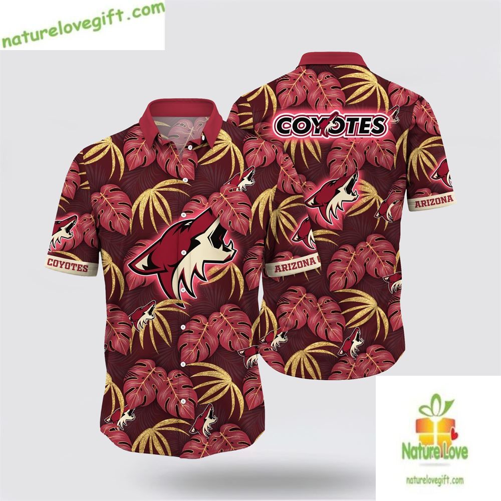 Arizona Coyotes Hawaiian Tropical Summer Hockey Fan - Adult & Kids T-Shirts, Sweatshirts & Hoodies apparel design preview 1