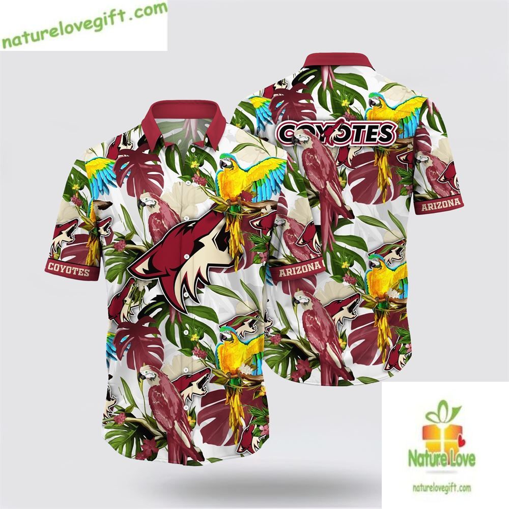 Arizona Coyotes Hawaiian Tropical Parrot Summer LV - Adult & Kids T-Shirts, Sweatshirts & Hoodies apparel design preview 1