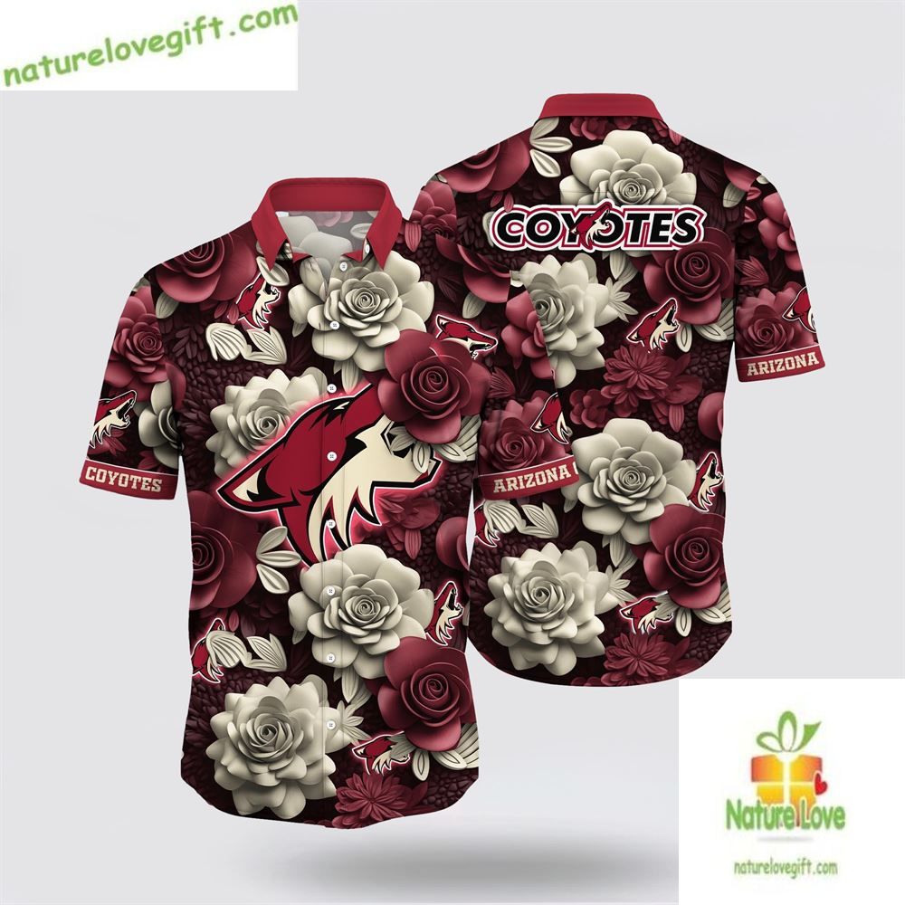 Arizona Coyotes Hawaiian Tropical Rose Summer - Adult & Kids T-Shirts, Sweatshirts & Hoodies apparel design preview 1