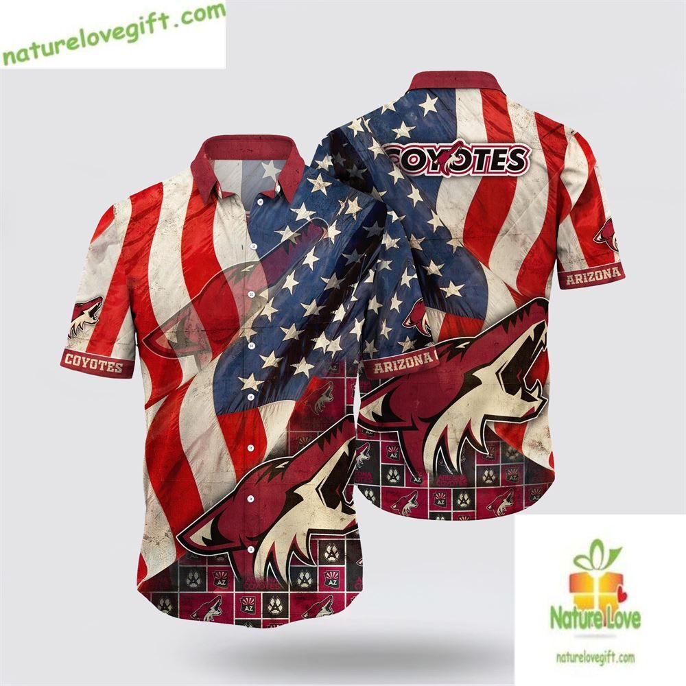 Arizona Coyotes Hawaiian American Flag Summer LV - Adult & Kids T-Shirts, Sweatshirts & Hoodies apparel design preview 1