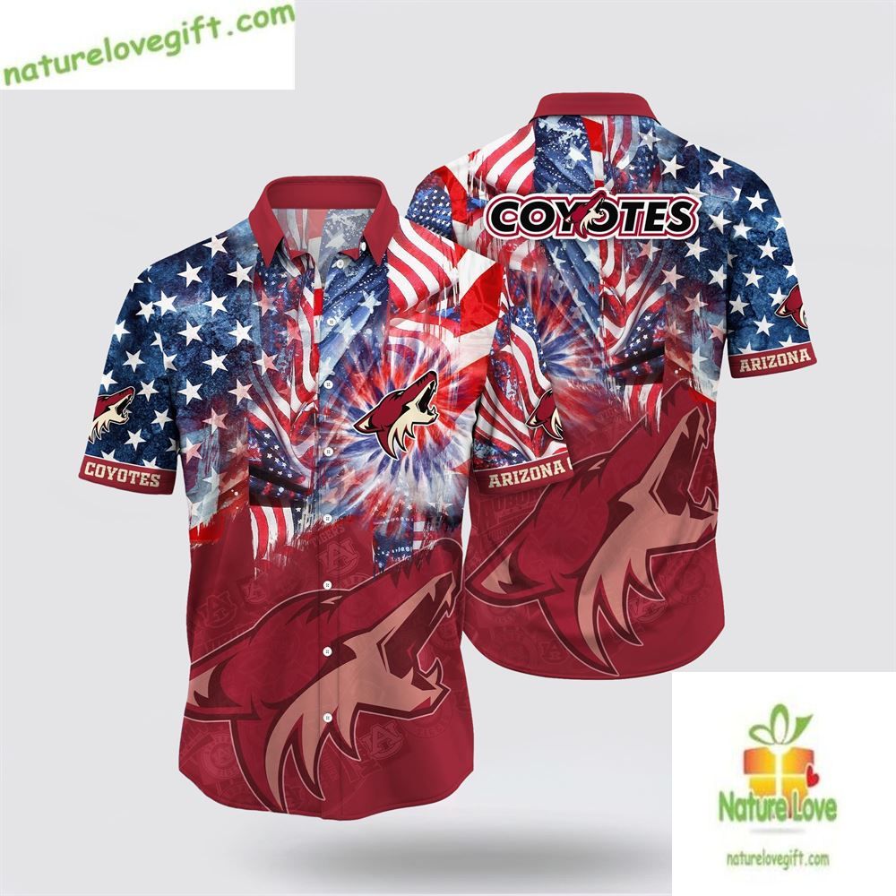 Arizona Coyotes Hawaiian 4th of July Aloha Summer - Adult & Kids T-Shirts, Sweatshirts & Hoodies apparel design preview 1